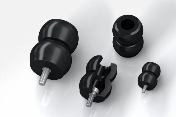 In der Bauform TC-S weisen die TUBUS Sicherheitsdämpfer das einmalige Dual-Konzept auf: Damit wird die für Krananlagen geforderte Federrate mit hoher Rückstellkraft erreicht